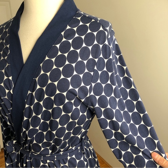 Kate Spade Blue Polka Dot Cotton Tie Front Robe size S - Picture 9 of 15